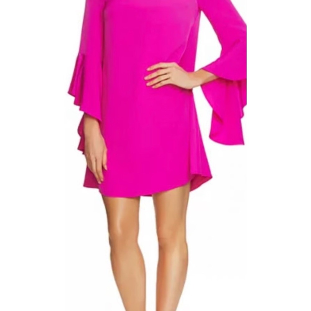 Cece Off The Shoulder Bell Sleeve Mini Dress Hot Pink Fuchsia Size S READ